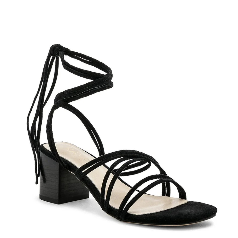 RAYE Sybil Lace-Up‎ Sandal in Black Suede Size 8.5